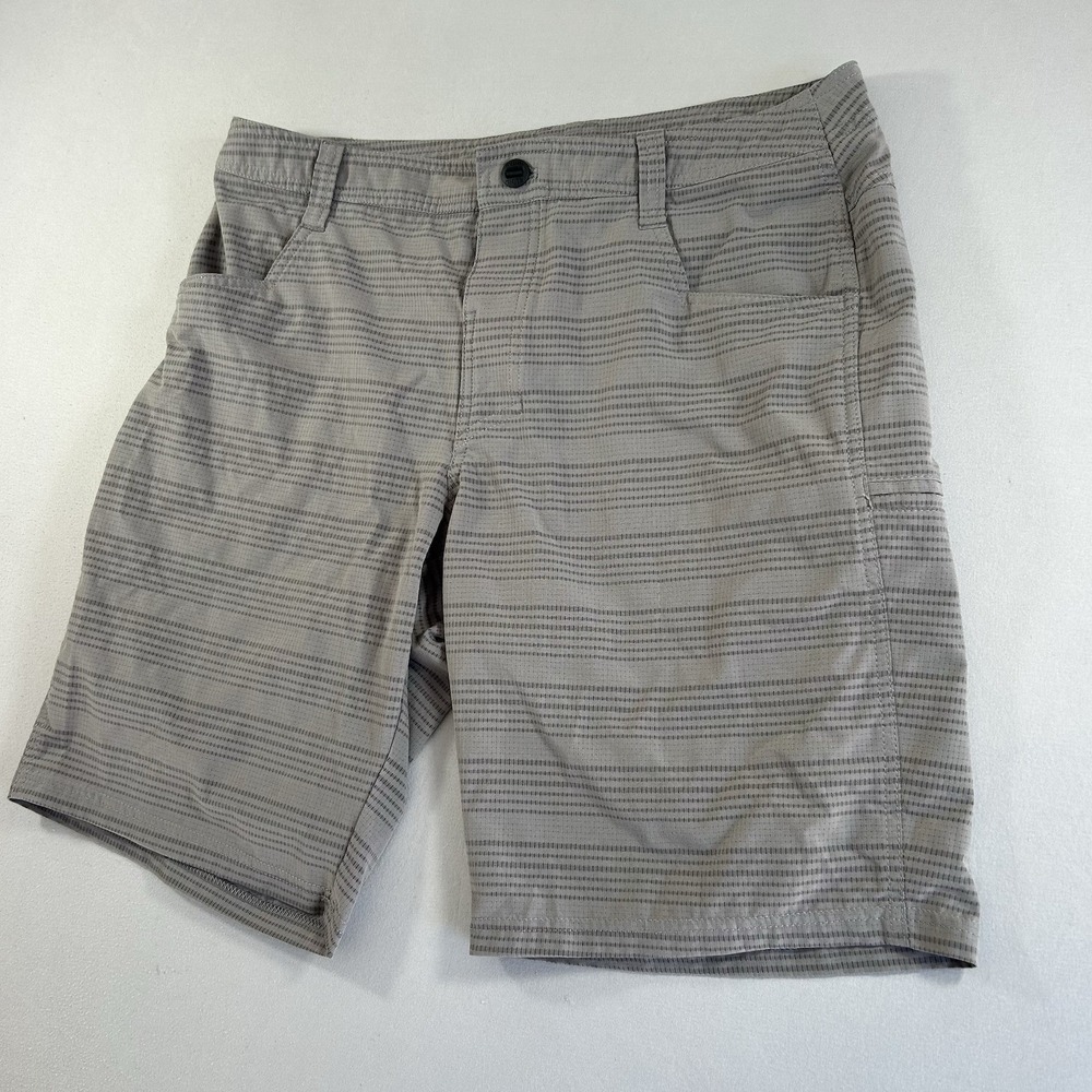 Kuhl Upriser Shorts Men's 33 Gray Grizzly Stripe Performance Hiking 10 Inseam